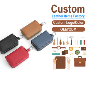 2026 New Arrival Top-Grain <b>Leather</b> <b>Key</b> Wallet Double Zipper Multi-Functional <b>Key</b> <b>Chain</b> Holder with Coin Pocket Customizable Logo - Product Image 1