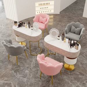 Zxm Plush Gold Casual Armchair Beauty <b>Dresser</b> Chair Light Luxury Chair Internet Celebrity Dorm <b>Makeup</b> Home Bedroom Backrest - Product Image 2