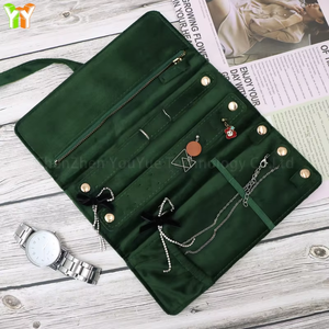 Sac de voyage pliable en velours pour bijoux, organisateur multi-compartiments pour boucles d'oreilles, colliers, bagues, bracelets - Product Image 4