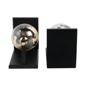 Fermalibri Moderni in Vetro a Forma di Globo con Base Nera, Accessorio Decorativo per Libreria, Supporti per Libri Scultorei - Product Image 6