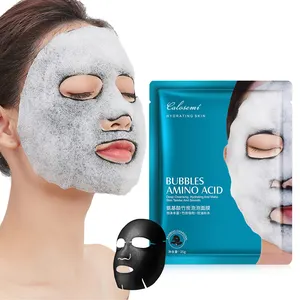 Factory private label organic korean beauty face skin care sheet facial mask amino acid bamboo charcoal bubble mask