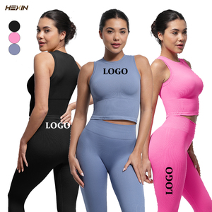 Hexin VENTE FLASH Ensembles de <span class=keywords><strong>yoga</strong></span>, ensemble de fitness pour la salle de sport, vêtements de sport <span class=keywords><strong>sexy</strong></span>, haut court à manches longues et pantalon de <span class=keywords><strong>yoga</strong></span> taille haute, vêtements de <span class=keywords><strong>yoga</strong></span> sans couture - Product Image 1