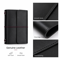 Couverture de carnet de voyage A5 en cuir uni texturé crocodile personnalisable avec inserts rechargeables et rivets métalliques élastiques