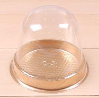 Boîte à cupcakes simple en or de 4 pouces Boîtes à gâteaux en plastique mousse ronde transparente avec couvercle pour mariage, fête et anniversaire