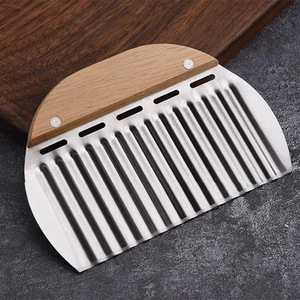 Outils de découpe de légumes de cuisine, coupe-frites ondulées en acier inoxydable <span class=keywords><strong>facile</strong></span> à utiliser, manche en bois, coupe-frites ondulées - Product Image 2