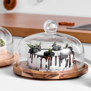 Plato de madera para pastel europeo, bandeja creativa para fruta, bandeja para pastel de casa, mesa giratoria para fabricación de pasteles, cubierta de vidrio, cúpula para pasteles, envío directo - Product Image 4