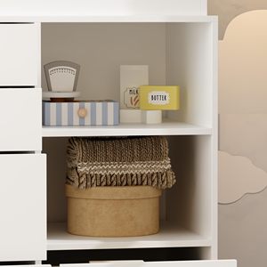 Comò Moderno per Cameretta con <span class=keywords><strong>Fasciatoio</strong></span>, 5 Cassetti e Scaffali Organizzatori, Bianco Pieghevole - Product Image 6