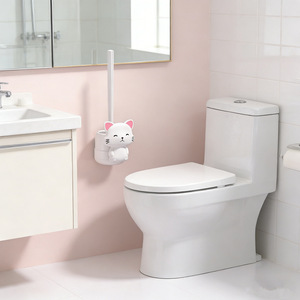 Cartoon Toilet <b>Brush</b> With Duck Holder <b>Long</b> <b>Handle</b> Durable Round Eco Friendly For Bathroom Cleaning - Product Image 3
