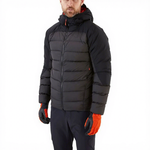 Veste d'hiver matelassée à capuche pour homme, coupe-vent, sportive, bleue, coupe régulière, fermeture éclair, coque en polyester - Product Image 5