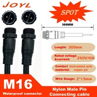 Connecteur de câble d'alimentation étanche JOYL CE M16 IP67, 2 broches mâle 2x1,5mm, 250V 10A, 0,3M pour cylindre de préhenseur de robot de palettisation