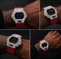 Hip-Hop Casio DW6900 G-Shock Uhrengehäuse Messing Moissanit Lünette Iced Out Uhrenteile VVS1 Bust Down Ersatz Mod Rahmen GRA