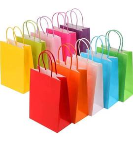Bolsa de Papel Kraft de Color para Regalos de Fiesta con Impresión Digital Clásica de 8 Colores, con Asa, para Cumpleaños - Product Image 1