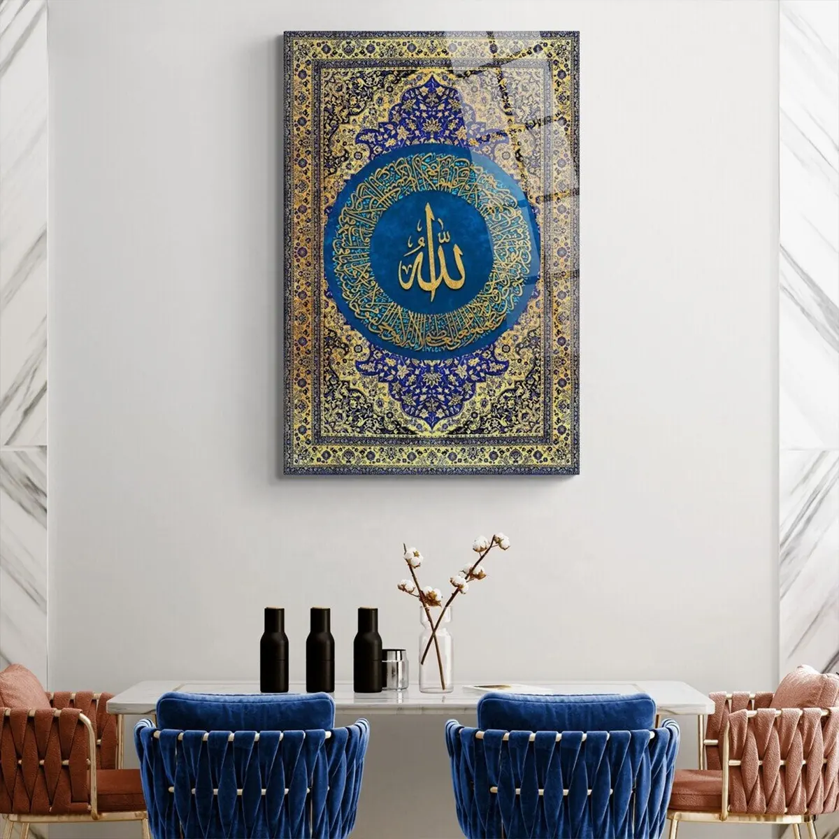 Ramadan Wanddekoration islamische Geschenke Quran Wandkunst Moschee Gebet Azan Kristall Porzellanmalerei Wandkunst Glasmalerei