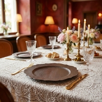 Assiettes de présentation rustiques marron de 13 pouces en faux bois massif avec bord festonné pour la décoration de Thanksgiving, de mariages et de fêtes