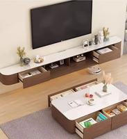 Meuble TV mural en bois massif, design minimaliste moderne, blanc, design flottant, éclairage LED pour salon, chambre à coucher, support TV