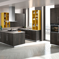 Meubles de cuisine modernes noirs, directement d'usine, avec charnières et paniers de rangement pour villa et appartement