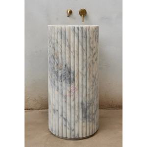 Lavabo sur pied en marbre autoportant 17x17x31 "Lavabo sur pied en marbre indien fait à la main - Product Image 3