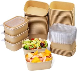 Tapa <span class=keywords><strong>de</strong></span> Ensaladera <span class=keywords><strong>de</strong></span> Papel Kraft Rectangular Recubierto <span class=keywords><strong>de</strong></span> PE Doble, Reciclable, Respetuoso con el Medio Ambiente, 16oz, 32oz, para Sushi, Pizza, Galletas, <span class=keywords><strong>Pan</strong></span>, Servir - Product Image 4