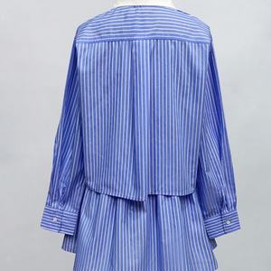 Conjunto de Falda y Camisa de Manga Larga a Rayas Azules y Blancas, Traje de Mujer de Alta Calidad, Diseño Personalizado al por Mayor, OEM, ODM - Product Image 3