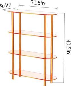 Libreria in Acrilico Traslucido Arancione, Scaffale Angolare Autoportante per Soggiorno, Camera da Letto e Bagno - Product Image 5