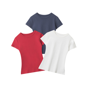 Venta al por Mayor de Camisetas Deportivas de Manga Corta para Mujer, 220 g/m², 96.7% Algodón, 3.3% Elastano, Color Sólido, Básicas - Product Image 5