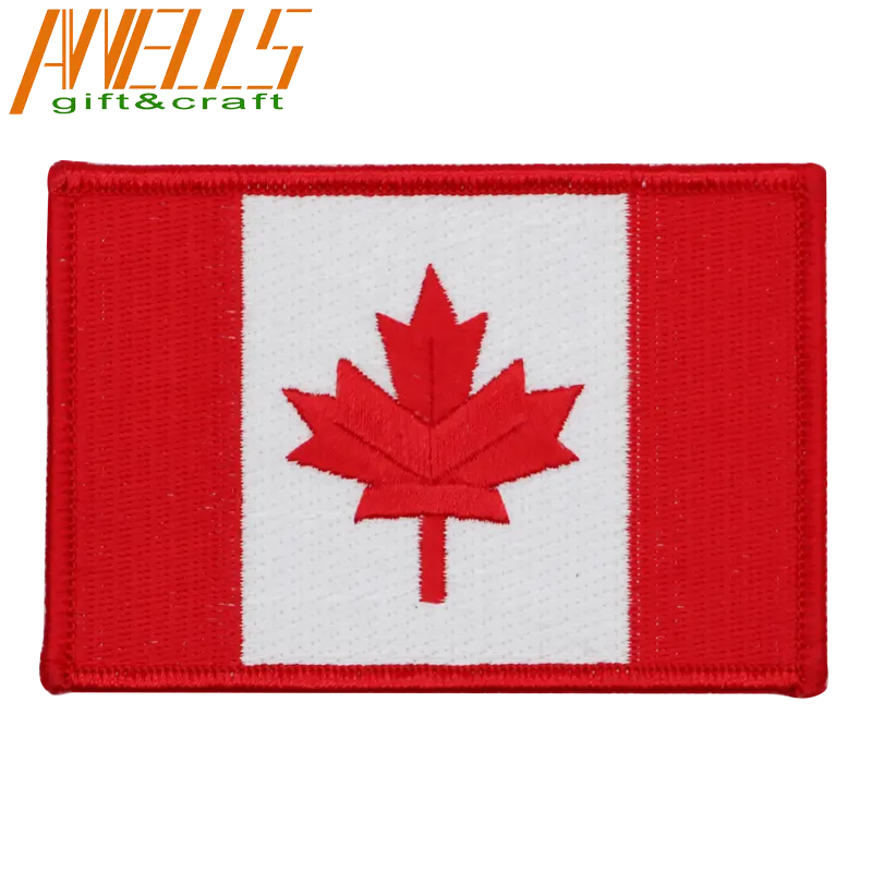 Bandera de Canadá parche bordado de la hoja de arce canadiense hierro en coser emblema nacional bordado