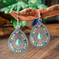 Pendientes Estilo Bohemio Vaquero para Mujer, Accesorios para Conciertos Country, Joyería Vintage, Pendientes Colgantes en Forma de Gota de Agua