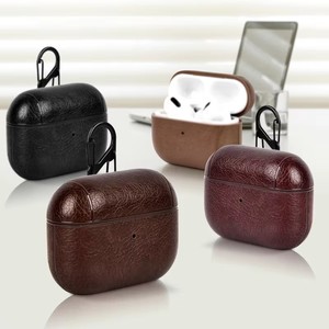 Funda de Piel Sintética PU de Doble Material para <span class=keywords><strong>AirPods</strong></span> 1 2 3 4 con Carcasa Rígida de TPU y Gancho Metálico, Fundas para Auriculares con Carga Inalámbrica para Pro2 Pro 3 - Product Image 4