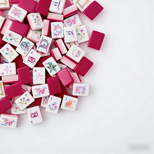 Fichas de Mahjong Americanas Modernas con Diseño Degradado Rosa Crema, Arte de Mahjong Americano Pintado a Mano, Fichas de Mahjong Acrílicas Americanas - Product Image 3