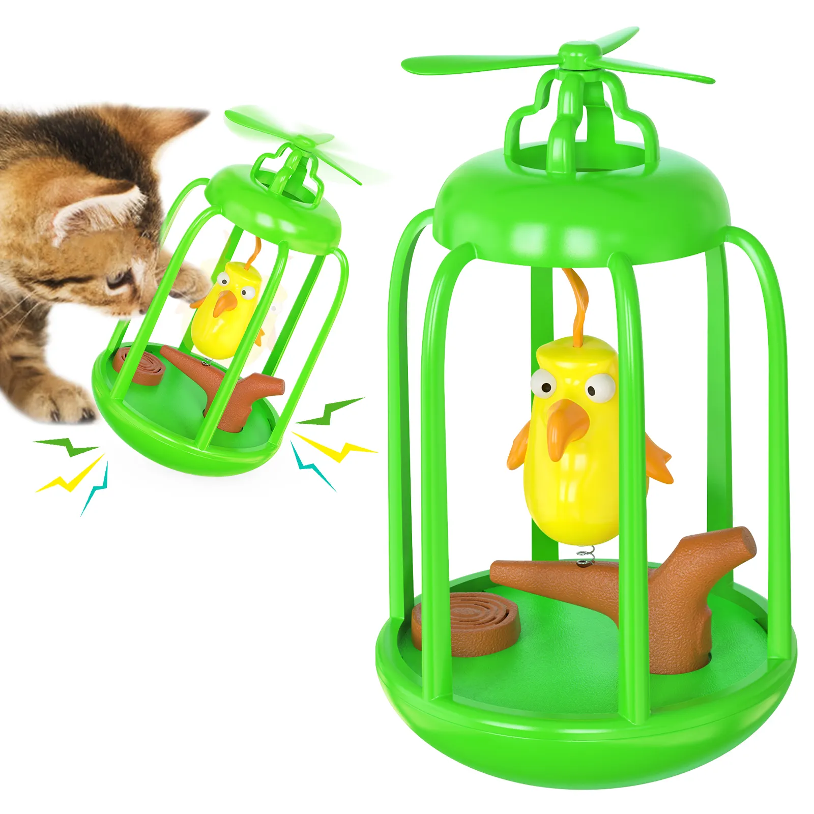 Pet Cat Interactive Sounding Playing Toy Bird House Cage Tumbler Kitten Cat Toy