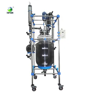 Explosieveilige 50L Jacketed Glas Reactor Met Temperatuur Display En Snelheidsregeling