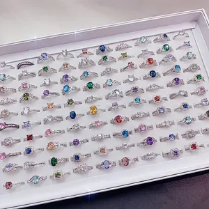 Cincin Kristal Pria Wanita, Cincin Baja Tahan Karat Titanium Cincin Kristal Kualitas Tinggi