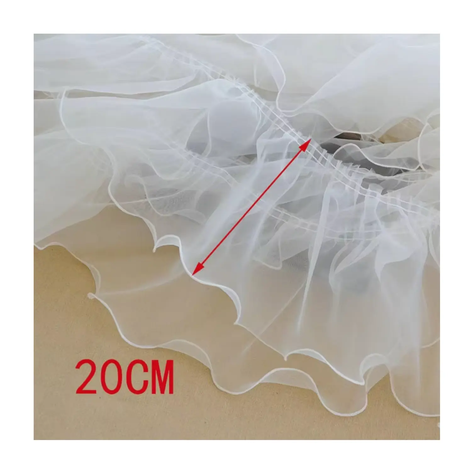 Colorful Organza Embroidery Tape Ribbon Ruffle Trims New Style Border Pattern Polyester Lace Dresses Garments Skirts Decorations