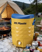 Glacière en plastique HS de 10 gallons avec robinet pour le camping – Seau isotherme pour eau et glace avec robinet – Glacière alimentaire