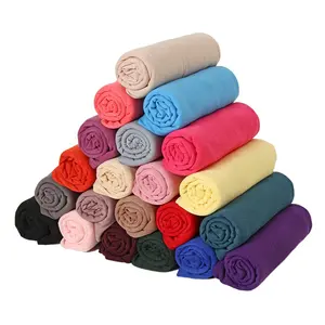 Fabricant pas cher prix bas quantité minimale de commande vente en gros écharpe en jersey extensible hijab couleur unie écharpe en coton pour femmes logo personnalisé adulte longue