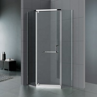 Vente directe d'usine boîtier de salle de bain de haute qualité pivot simple coin en verre trempé en forme de diamant salle de douche