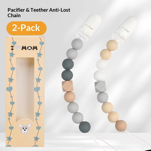 Chaîne de sucette en silicone faite à la main sans BPA pour bébé, attache-tétine pour la dentition, vente en gros, OEM - Product Image 2