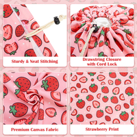 Sac à linge de voyage personnalisé extra large en toile robuste avec cordon de serrage, imprimé fraises, pour vêtements sales
