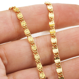 Cadena de acero inoxidable grabada en relieve de 3 mm de ancho con eslabones planos para la fabricación de pulseras y collares, uso diario unisex. - Product Image 2