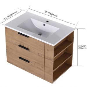 Meuble-lavabo de salle de bain multifonctionnel au design moderne et simple sans cadre - Product Image 5