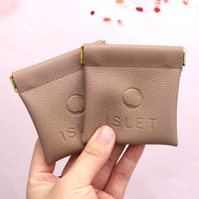 Factory Custom Logo Luxury Designer New Small Pu Leather Mini Jewel Pouch Open Toiletry Travel Cosmetic Makeup Bag
