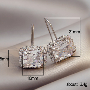 Orecchini a Gancio Geometrici Quadrati per Donne, Eleganti e Scintillanti, Gioielli Pendenti alla Moda - Product Image 3