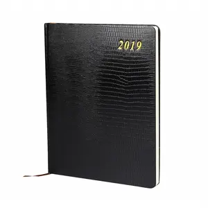 Caderno B5 em branco de capa dura em couro de crocodilo preto agradável