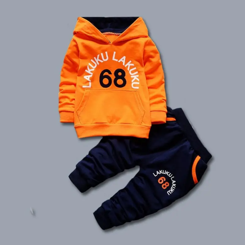 Set Pakaian Bayi Laki-laki, Baju Olahraga Kasual Anak Laki-laki, Atasan Hoodie + Celana
