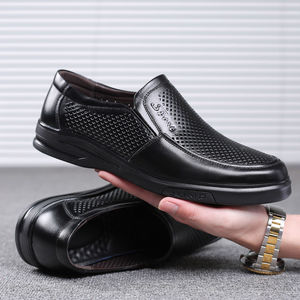 Mocasines Negros Transpirables para Hombre, Punta Redonda, Sin Cordones, Zapatos Casuales de Verano, Suela de Goma Suave, Forro de PU, Logotipo Deportivo en Relieve - Product Image 3