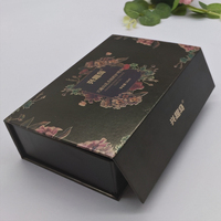 Coffret Cadeau Luxe Huiles Essentielles Noir Personnalisable avec Logo Impression Florale Emballage Rigide en Papier pour Kit Soins de la Peau et Aromathérapie