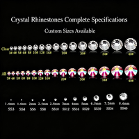 Strass pour nail art DIY, cristaux AB ronds colorés, dos plat, décorations 3D scintillantes