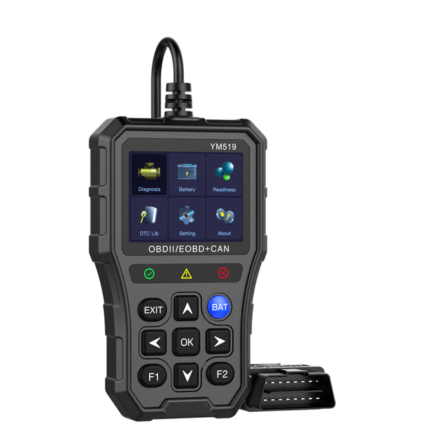 For YM519 Automotive High Quality OBD2 Scanner Code Reader Diagnostic Tool Supports All OBDII Protocols TPU Case 1-Year Warranty
