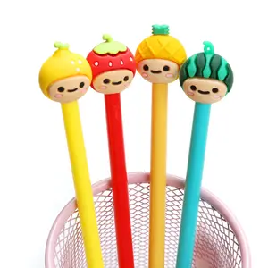 Wholesale Custom Silicone 3D Character Pen Cap Rubber Pvc Ball Pen With Topper Charm