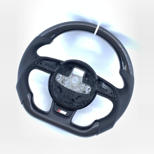 Volant sport 3 branches en fibre de carbone véritable, très demandé, pour <span class=keywords><strong>Audi</strong></span> B8/B8.5 A/S/RS12345 (2008-2015) avec côtés en cuir lisse - Product Image 3